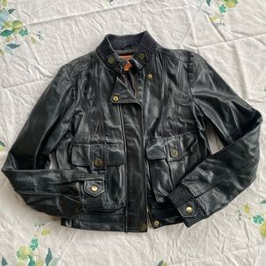 Tory Burch Black Leather Moto Jacket